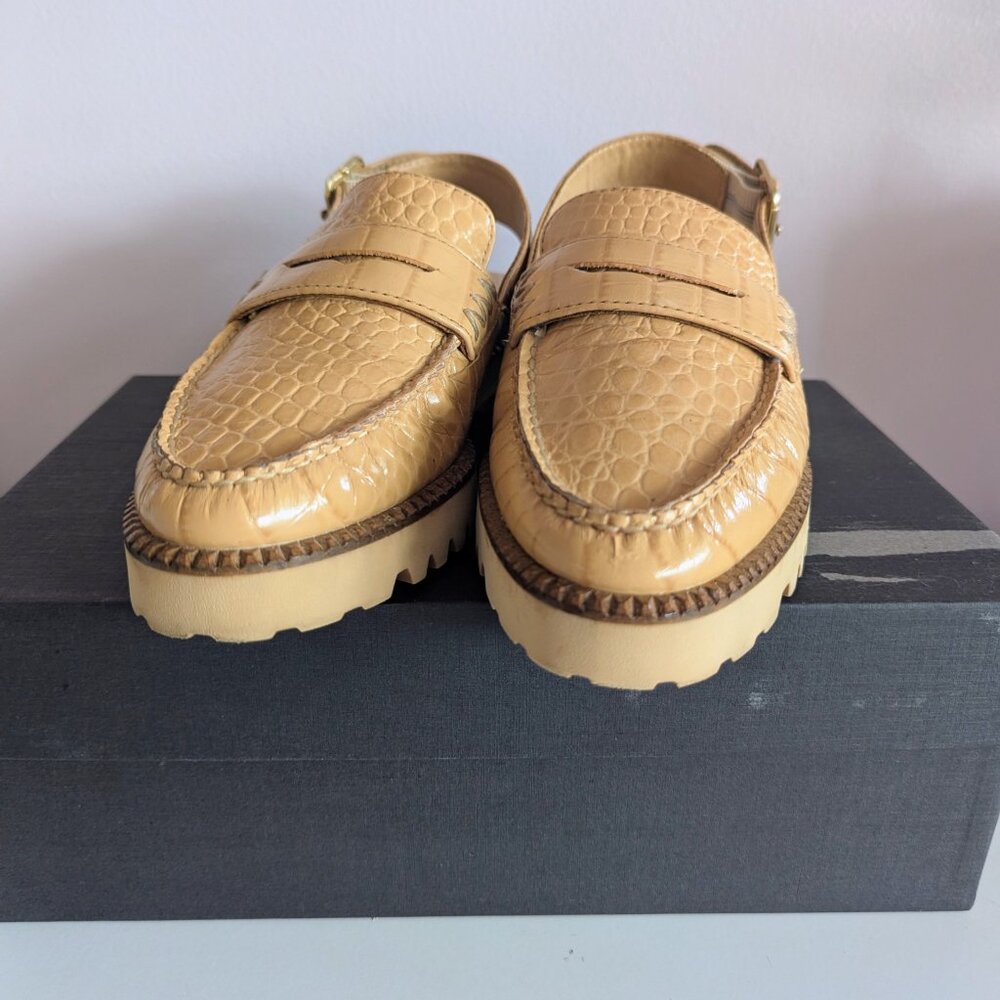 Freda Salvador Juana Slingback Lug Sole Loafers Quince Croc Size 7 New Box $425 - Picture 4 of 13